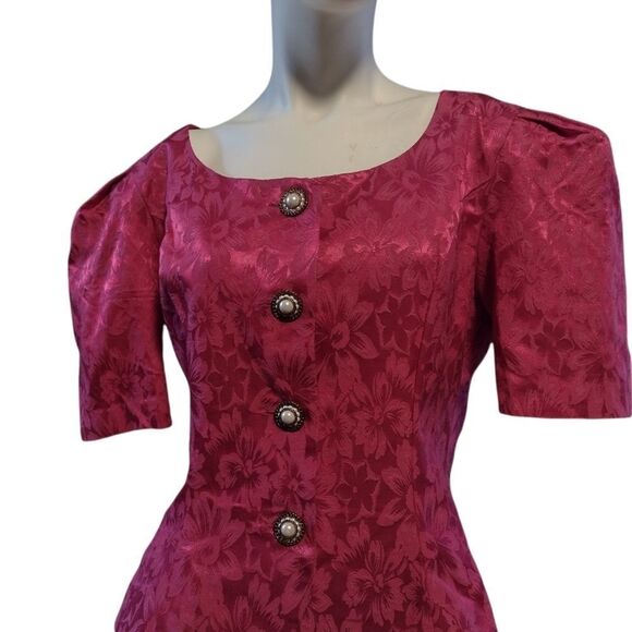 LINSEY Scott Women's Top Blouse Floral Big Buttons Made in USA Pink Size 16 - Picture 1 of 3